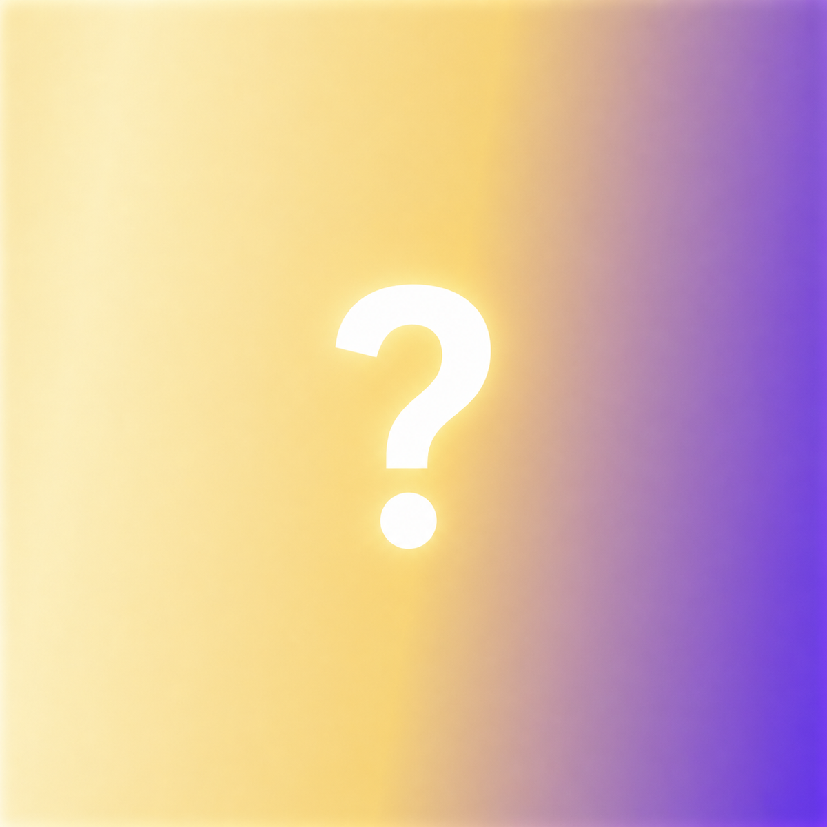 Mystery gift — white question mark on gold and purple background